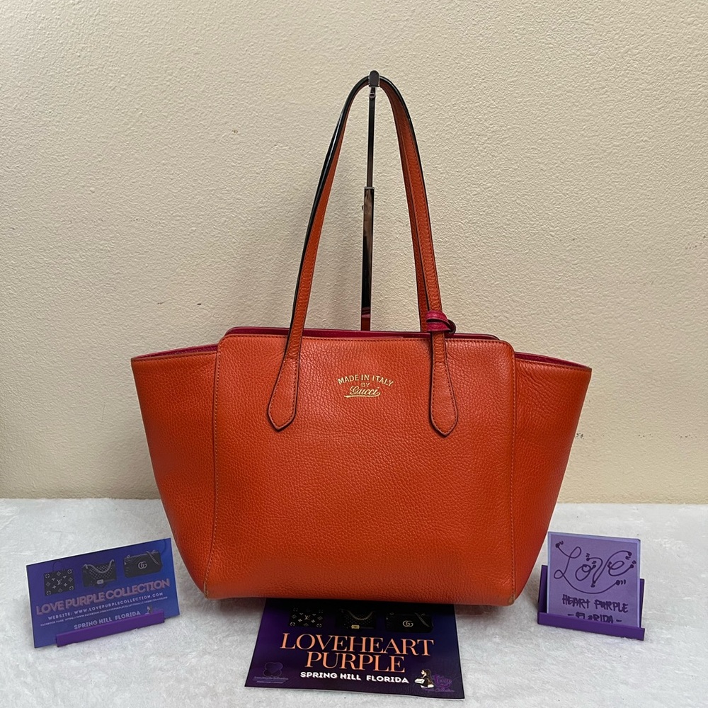 Gucci Orange Leather Tote Bag